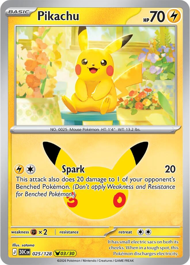 Image for Pikachu (Holofoil) (ME: 30th Celebration) (30C) - Pokemon