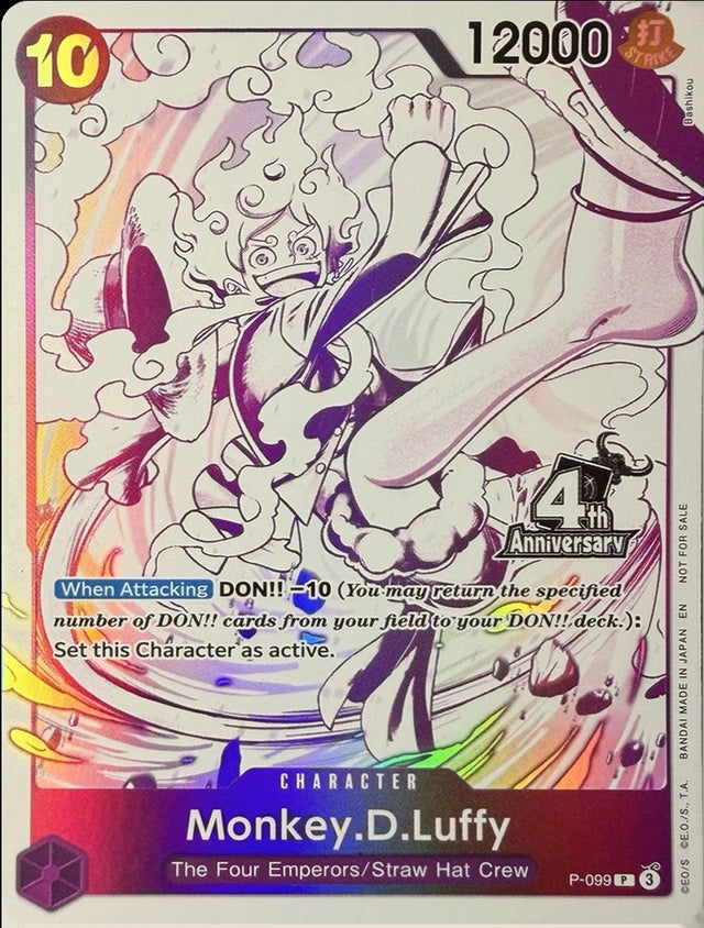 Image for Monkey.D.Luffy (4th Anniversary Treasure Campaign Pack) (P-099) (Foil) (One Piece Promotion Cards) (OP-PR) - One Piece Card Game