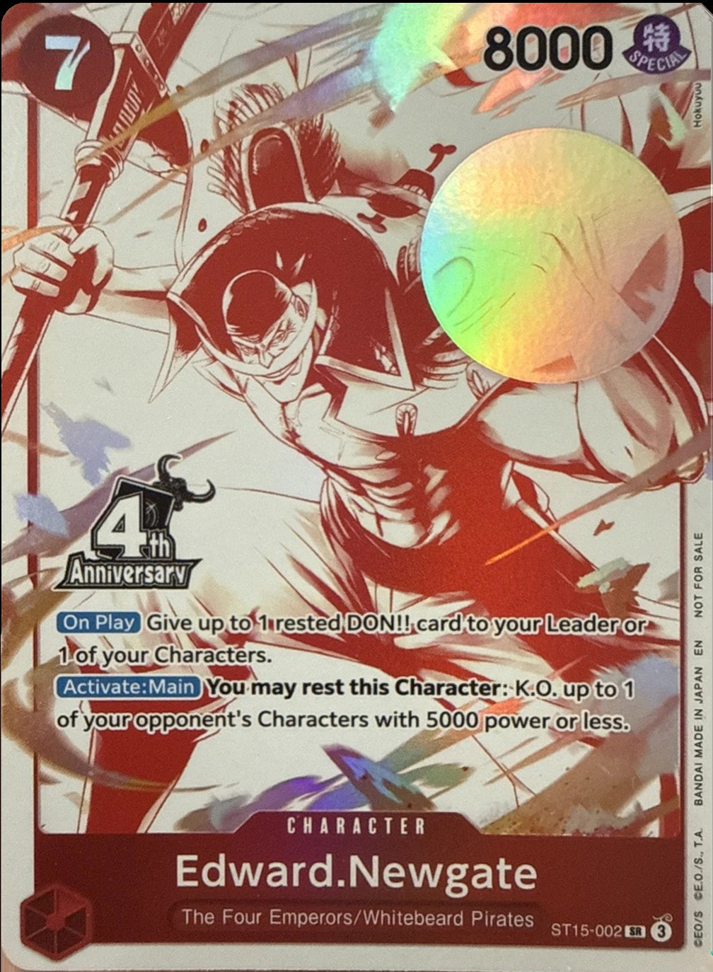 Image for Edward.Newgate (4th Anniversary Treasure Campaign Pack) (ST15-002) (Foil) (One Piece Promotion Cards) (OP-PR) - One Piece Card Game