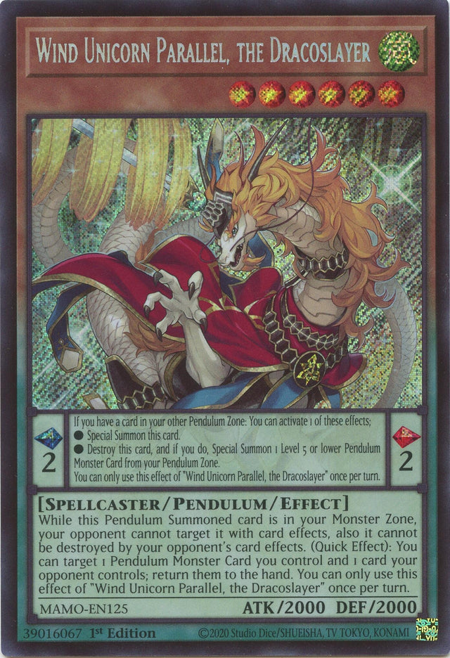 Image for Wind Unicorn Parallel, the Dracoslayer (MAMO-EN125) (1st Edition) (Magnificent Monsters) (MAMO) - YuGiOh