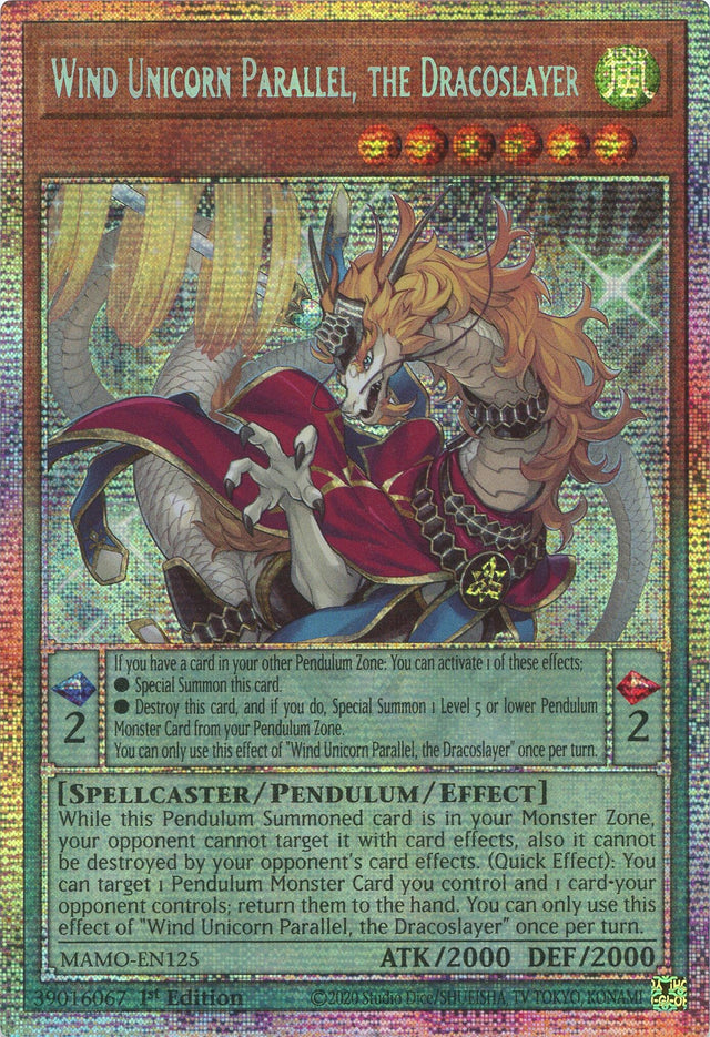 Image for Wind Unicorn Parallel, the Dracoslayer (Starlight Rare) (MAMO-EN125) (1st Edition) (Magnificent Monsters) (MAMO) - YuGiOh