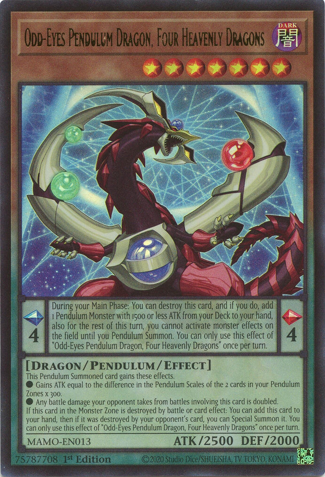 Image for Odd-Eyes Pendulum Dragon, Four Heavenly Dragons (MAMO-EN013) (1st Edition) (Magnificent Monsters) (MAMO) - YuGiOh