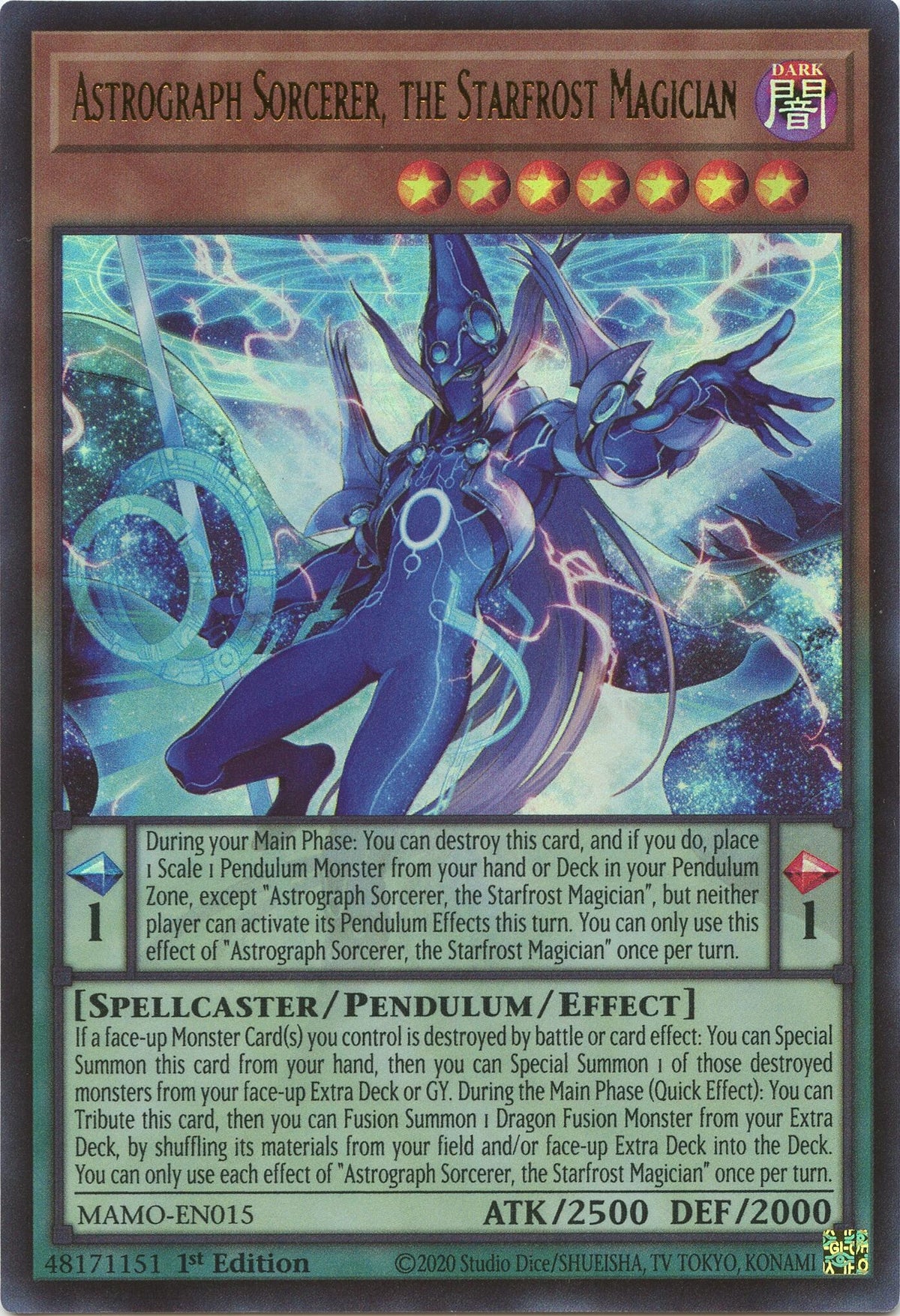 Image for Astrograph Sorcerer, the Starfrost Magician (MAMO-EN015) (1st Edition) (Magnificent Monsters) (MAMO) - YuGiOh