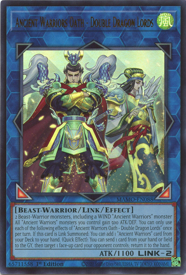 Image for Ancient Warriors Oath - Double Dragon Lords (MAMO-EN088) (1st Edition) (Magnificent Monsters) (MAMO) - YuGiOh