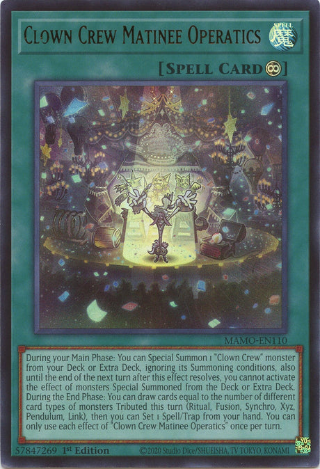 Image for Clown Crew Matinee Operatics (MAMO-EN110) (1st Edition) (Magnificent Monsters) (MAMO) - YuGiOh