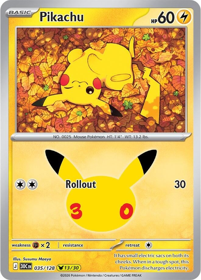 Pikachu (035/128) (Holofoil) (ME: 30th Celebration) (30C)
