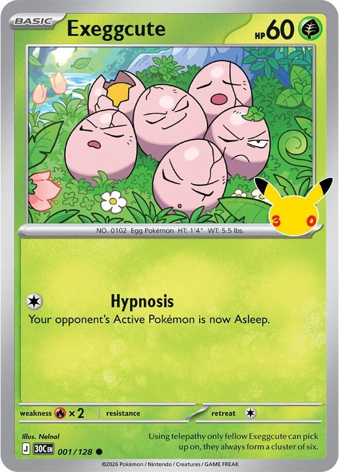 Image for Exeggcute (001/128) (Holofoil) (ME: 30th Celebration) (30C) - Pokemon
