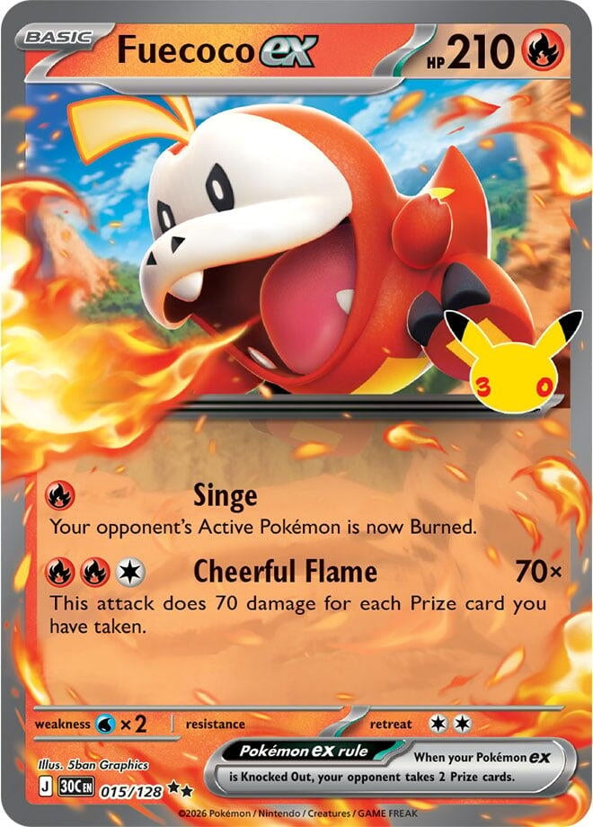 Image for Fuecoco ex (015/128) (Holofoil) (ME: 30th Celebration) (30C) - Pokemon