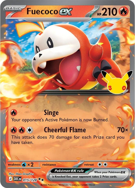 Image for Fuecoco ex (015/128) (Holofoil) (ME: 30th Celebration) (30C) - Pokemon