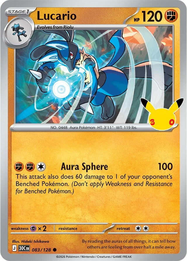 Image for Lucario (083/128) (Holofoil) (ME: 30th Celebration) (30C) - Pokemon