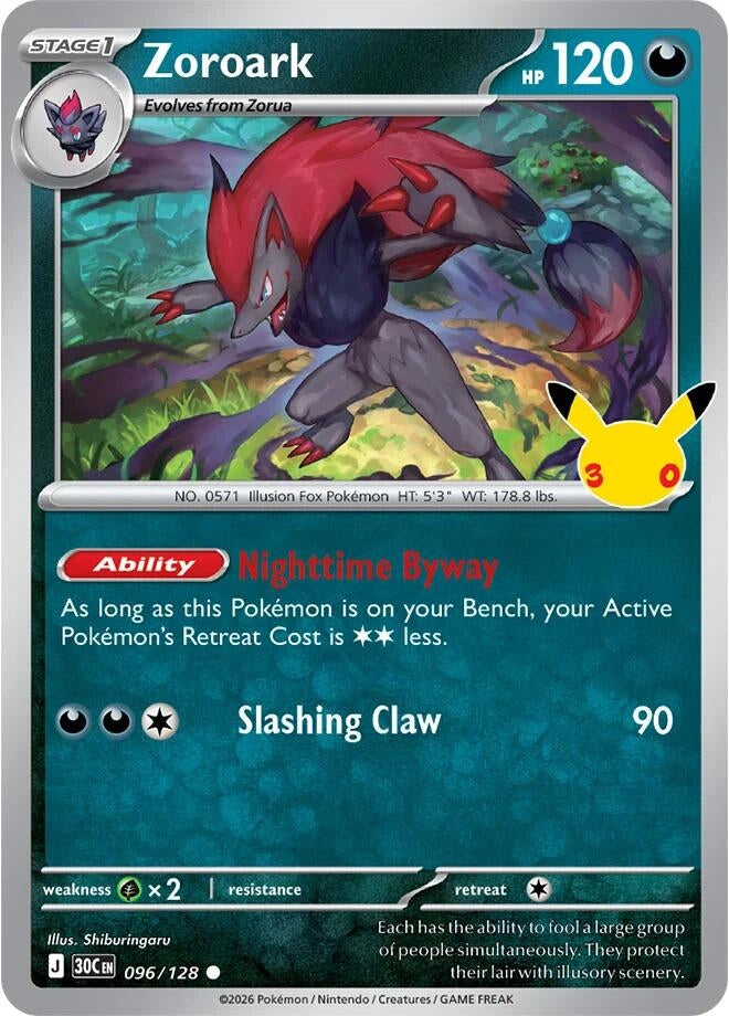 Image for Zoroark (096/128) (Holofoil) (ME: 30th Celebration) (30C) - Pokemon
