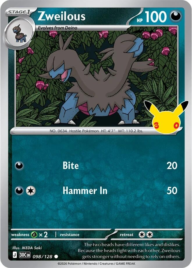 Image for Zweilous (098/128) (Holofoil) (ME: 30th Celebration) (30C) - Pokemon