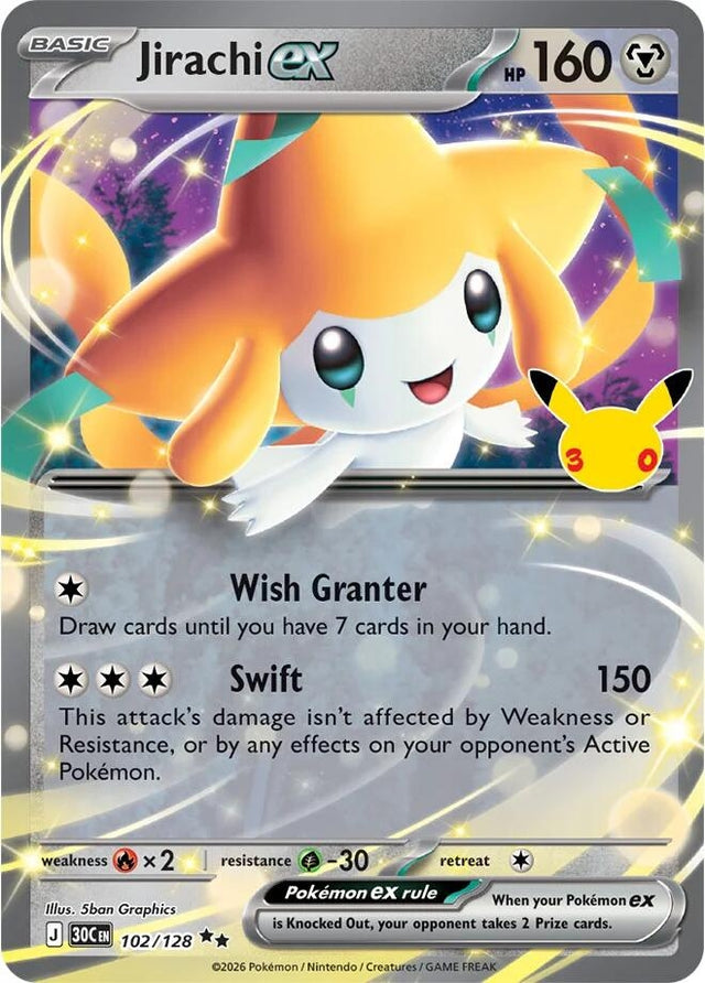 Image for Jirachi ex (102/128) (Holofoil) (ME: 30th Celebration) (30C) - Pokemon