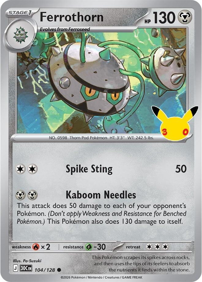 Image for Ferrothorn (104/128) (Holofoil) (ME: 30th Celebration) (30C) - Pokemon