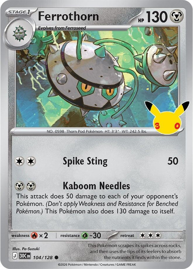Image for Ferrothorn (104/128) (Holofoil) (ME: 30th Celebration) (30C) - Pokemon