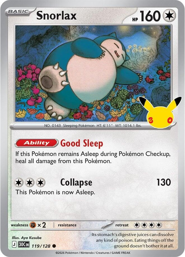 Image for Snorlax (119/128) (Holofoil) (ME: 30th Celebration) (30C) - Pokemon