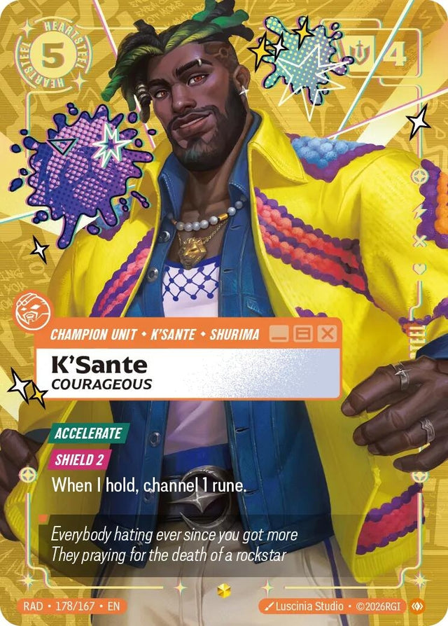 Image for K'Sante, Courageous (Heartsteel Overnumbered) (178/167) (Foil) (Radiance) (RAD) - Riftbound: League of Legends Trading Card Game