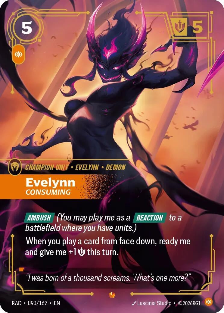 Image for Evelynn, Consuming (090/167) (Foil) (Radiance) (RAD) - Riftbound: League of Legends Trading Card Game
