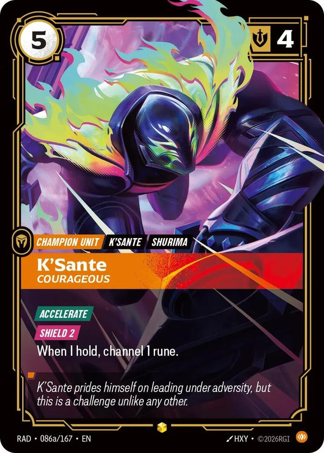 Image for K'Sante, Courageous (Alternate Art) (086a/167) (Foil) (Radiance) (RAD) - Riftbound: League of Legends Trading Card Game