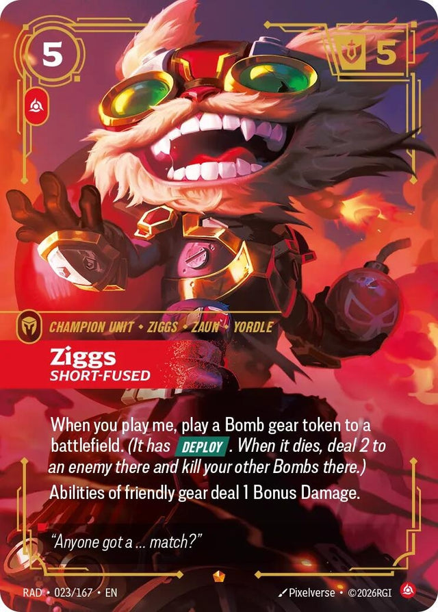 Image for Ziggs, Short-Fused (023/167) (Foil) (Radiance) (RAD) - Riftbound: League of Legends Trading Card Game