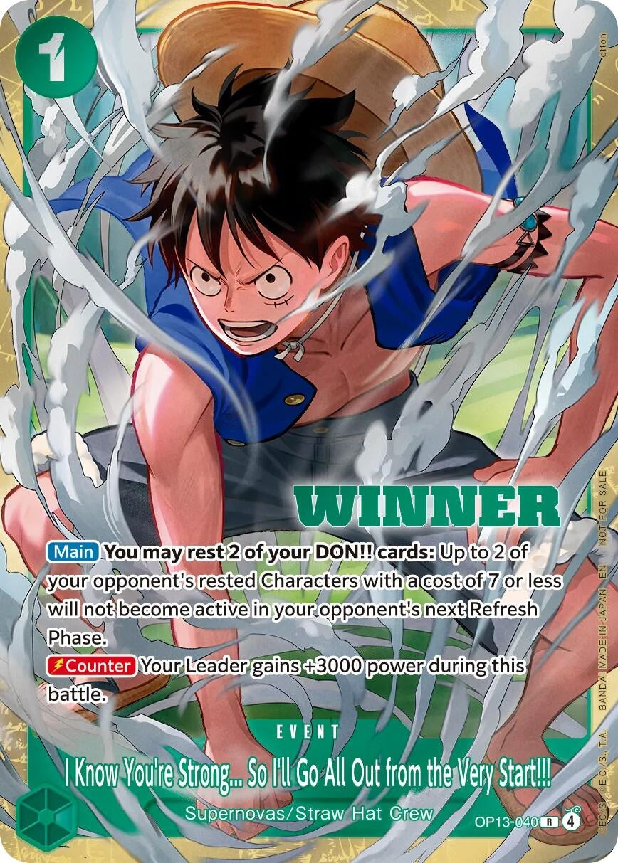 Image for I Know You're Strong... So I'll Go All Out from the Very Start!!! (Winner Pack 2026 Vol. 4) (OP13-040) (Foil) (One Piece Promotion Cards) (OP-PR) - One Piece Card Game