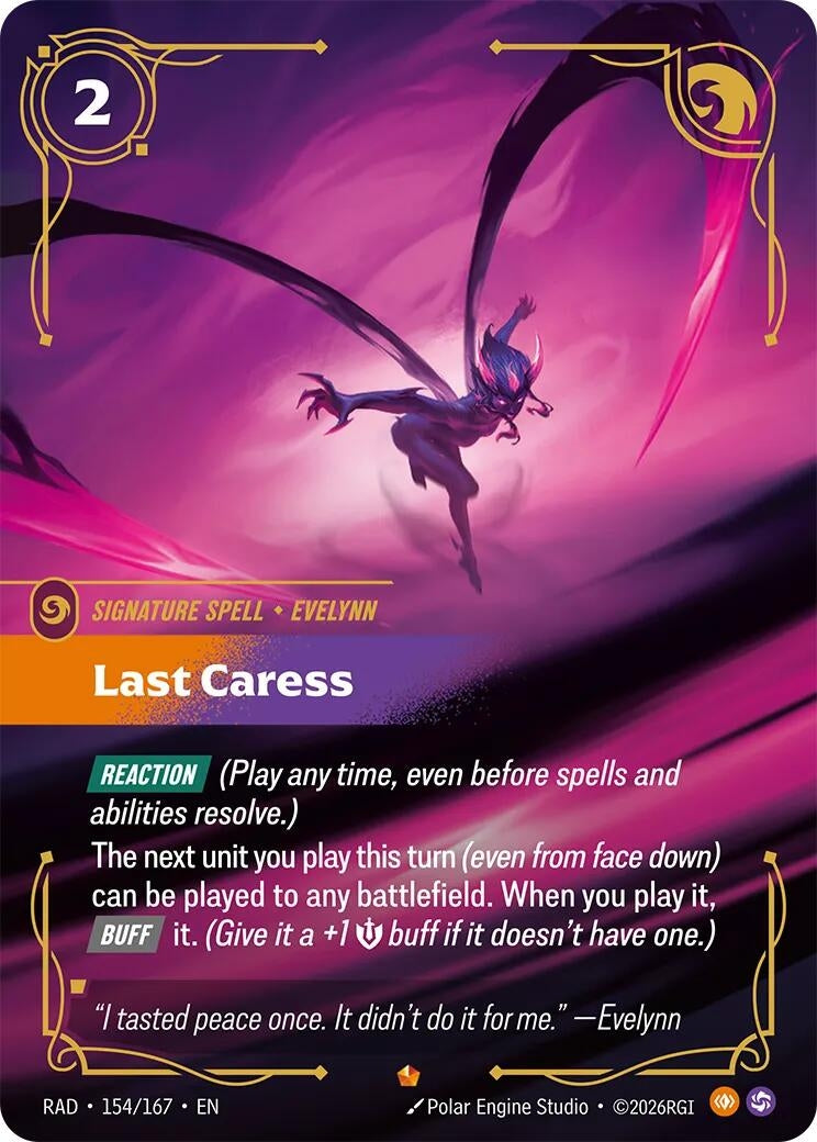 Image for Last Caress (154/167) (Foil) (Radiance) (RAD) - Riftbound: League of Legends Trading Card Game