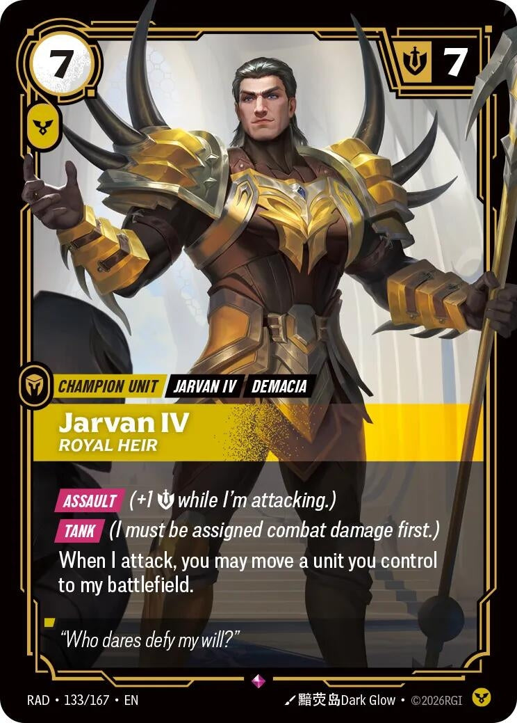 Image for Jarvan IV, Royal Heir (133/167) (Foil) (Radiance) (RAD) - Riftbound: League of Legends Trading Card Game