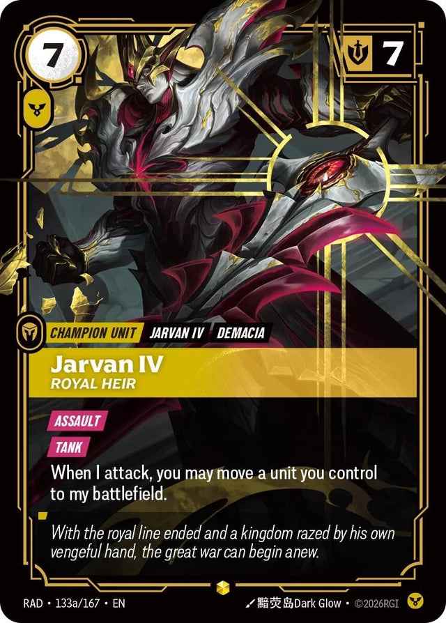 Image for Jarvan IV, Royal Heir (Alternate Art) (133a/167) (Foil) (Radiance) (RAD) - Riftbound: League of Legends Trading Card Game