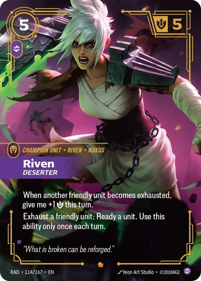 Image for Riven, Deserter (114/167) (Foil) (Radiance) (RAD) - Riftbound: League of Legends Trading Card Game