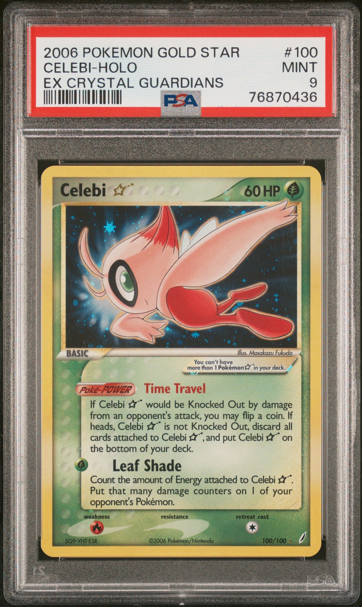 CELEBI-HOLO EX CRYSTAL GUARDIANS 2006 POKEMON EX CRYSTAL GUARDIANS PSA MINT 9