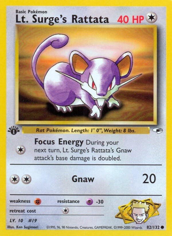 Image for Lt. Surge's Rattata (082/132) (Gym Heroes) - Pokemon