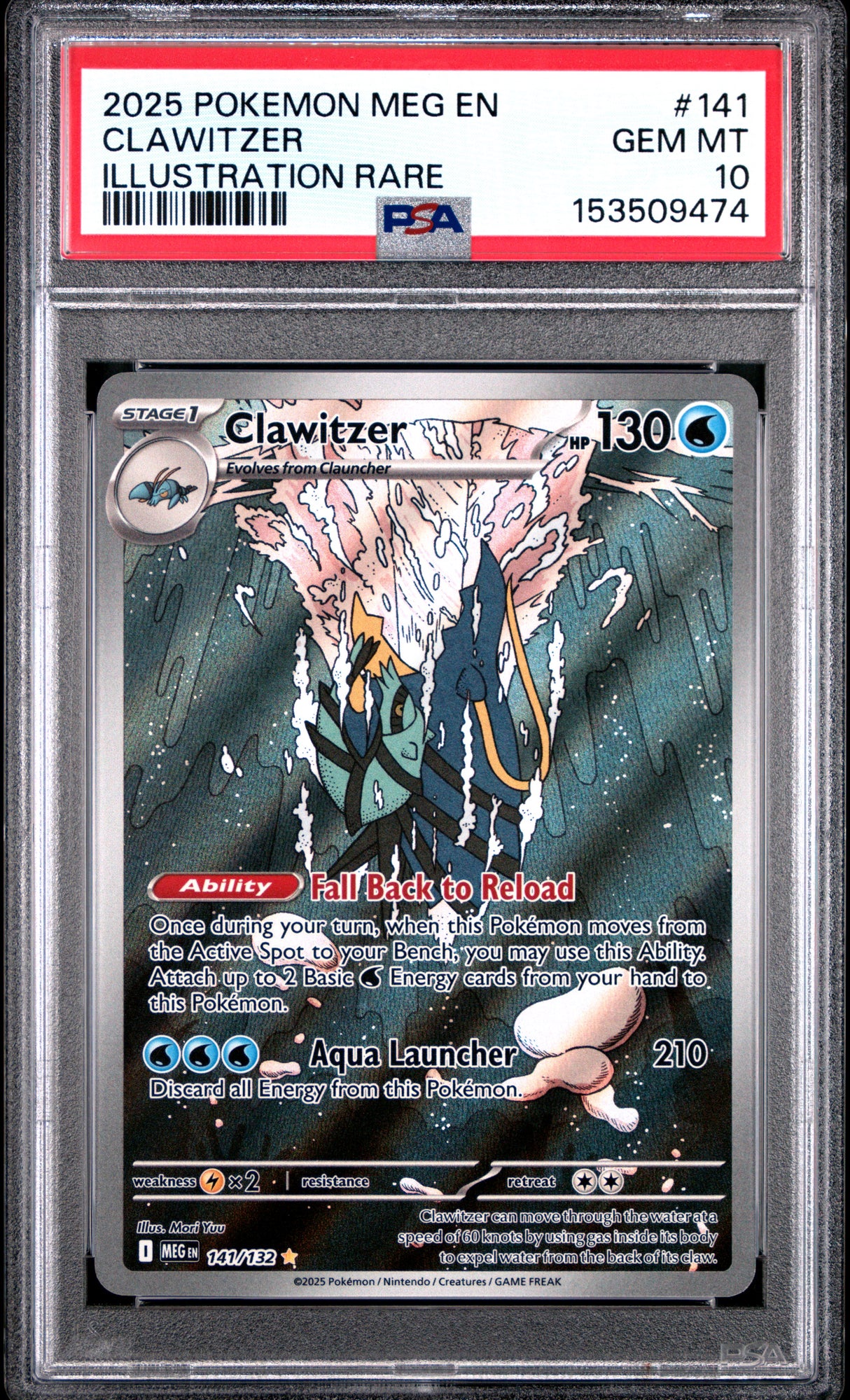 CLAWITZER ILLUSTRATION RARE 2025 POKEMON MEG EN-MEGA EVOLUTION PSA GEM MT 10