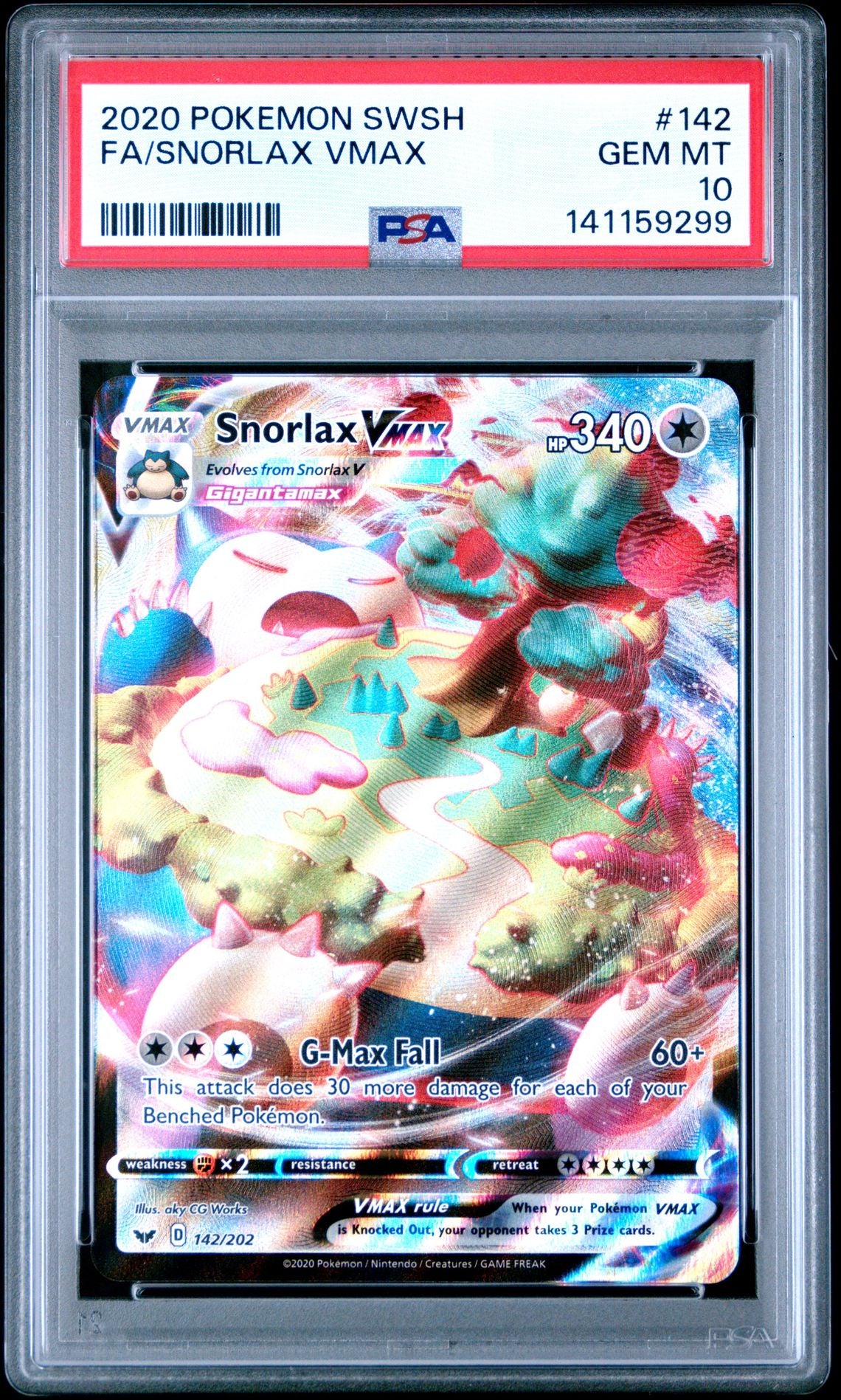 FA/SNORLAX VMAX 2020 POKEMON SWORD & SHIELD PSA GEM MT 10