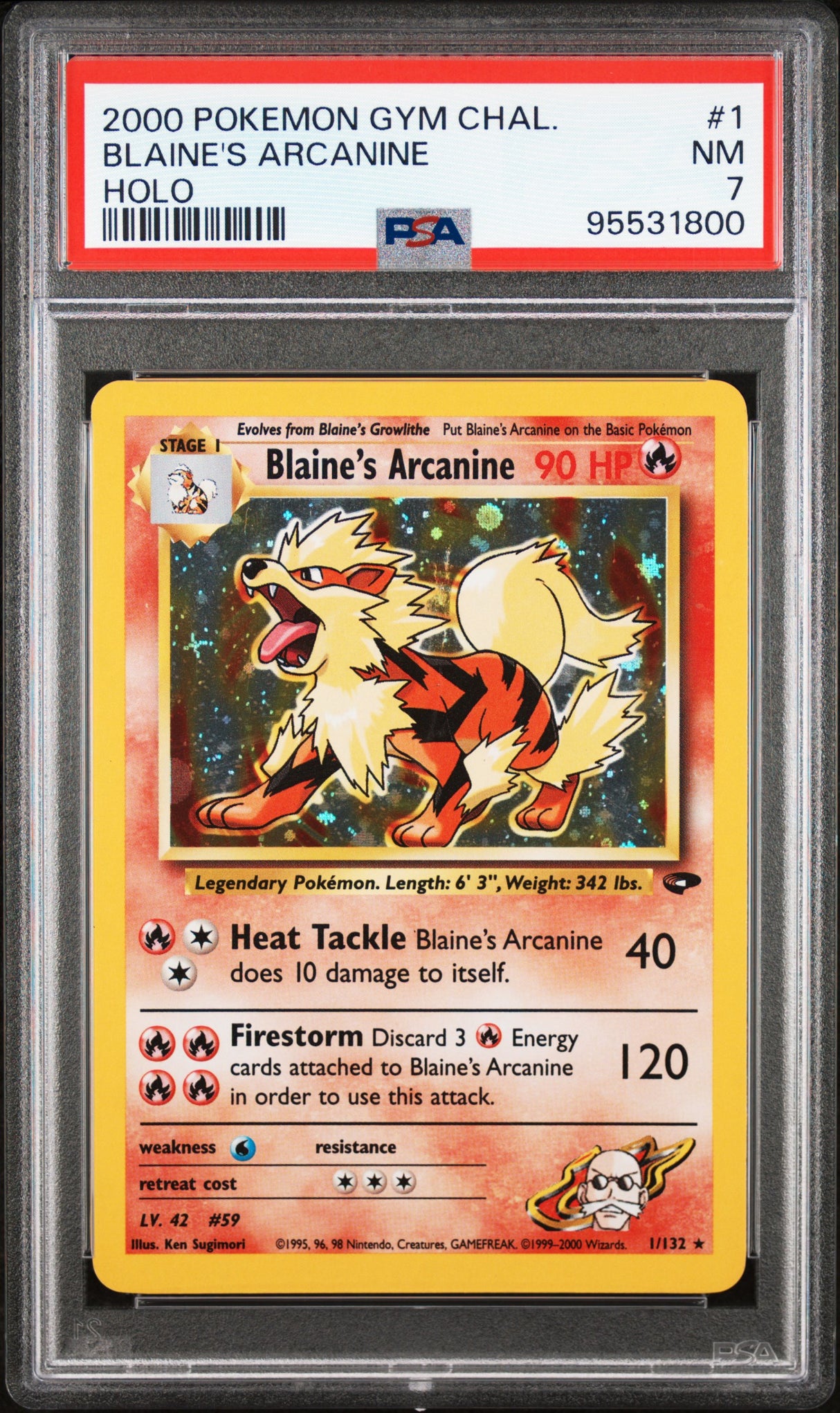 BLAINE'S ARCANINE HOLO 2000 POKEMON GYM CHALLENGE PSA NM 7
