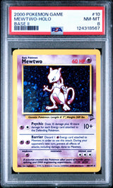 MEWTWO-HOLO BASE II 2000 POKEMON GAME BASE II PSA NM-MT 8