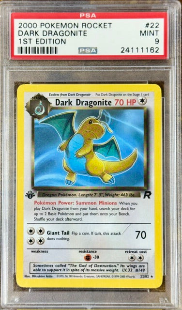 DARK DRAGONITE 1ST EDITION 2000 ROCKET PSA 9