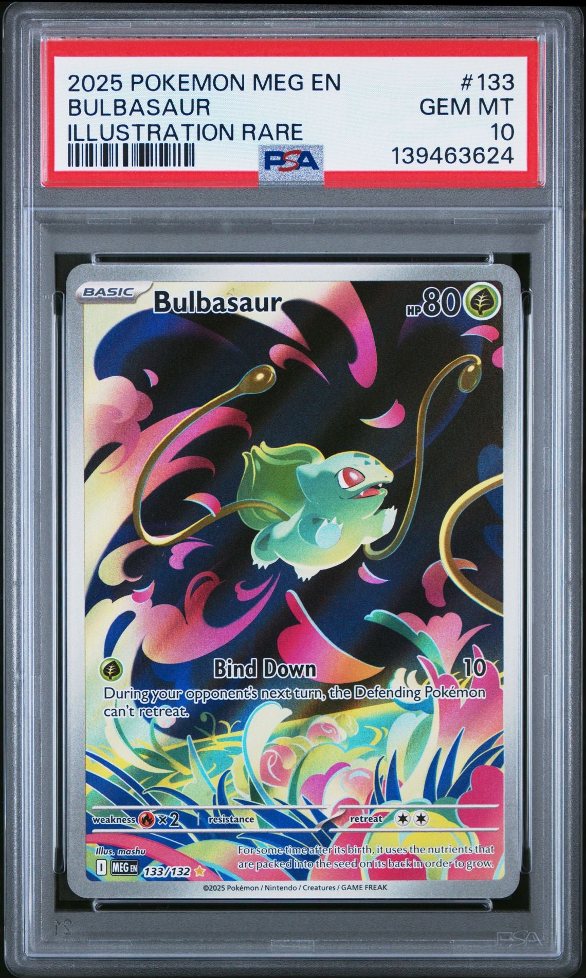 BULBASAUR ILLUSTRATION RARE 2025 POKEMON MEG EN-MEGA EVOLUTION PSA GEM MT 10