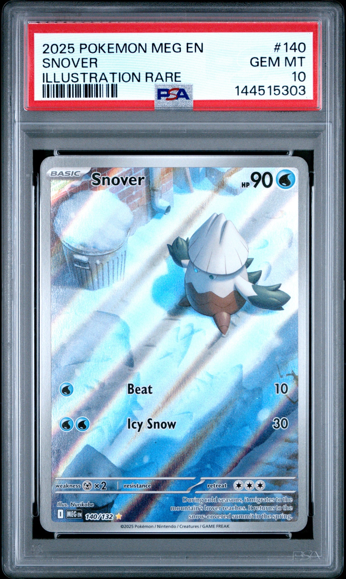 SNOVER ILLUSTRATION RARE 2025 POKEMON MEG EN-MEGA EVOLUTION PSA GEM MT 10