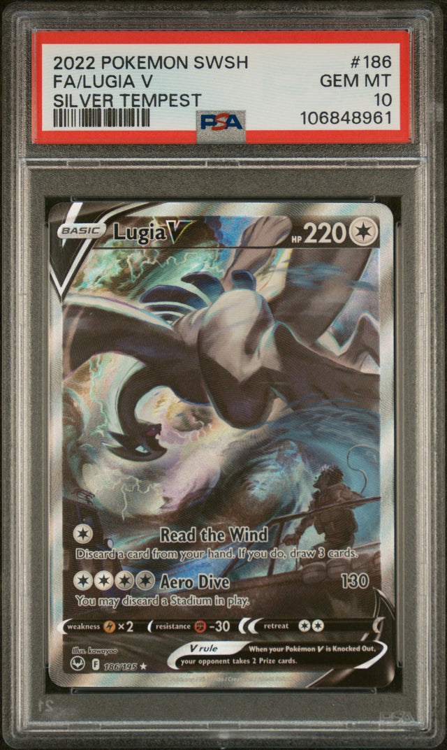 2022 POKEMON SWORD & SHIELD SILVER TEMPEST #186 FULL ART/LUGIA V PSA 10