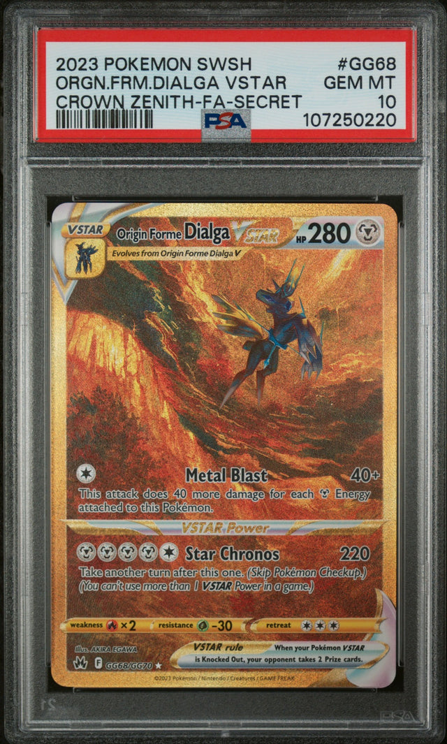 FULL ART/ORIGIN FORME DIALGA VSTAR SECRET 2023 POKEMON SWORD AND SHIELD CROWN ZENITH PSA GEM MT 10 - front