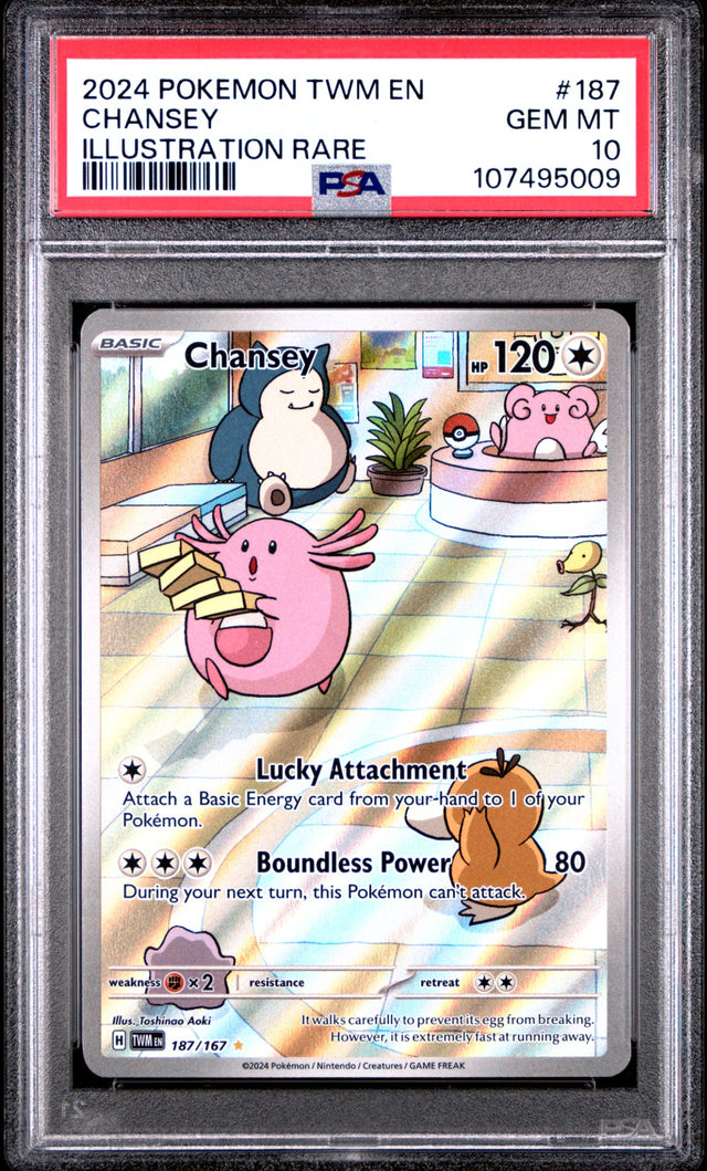 2024 POKEMON TWM EN-TWILIGHT MASQUERADE #187 CHANSEY ILLUSTRATION RARE PSA 10