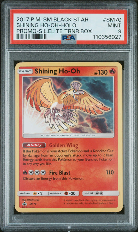 SHINING HO-OH-HOLO SHINING LEGENDS ELITE TRAINER BOX 2017 POKEMON SM BLACK STAR PROMO PSA MINT 9 - front