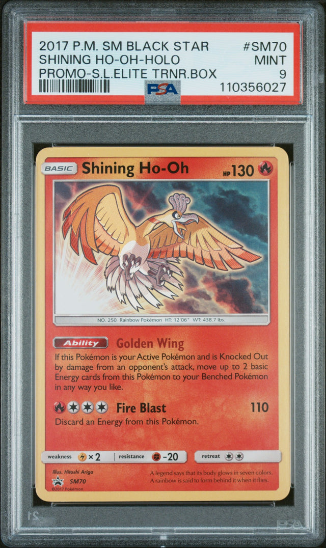 SHINING HO-OH-HOLO SHINING LEGENDS ELITE TRAINER BOX 2017 POKEMON SM BLACK STAR PROMO PSA MINT 9 - front