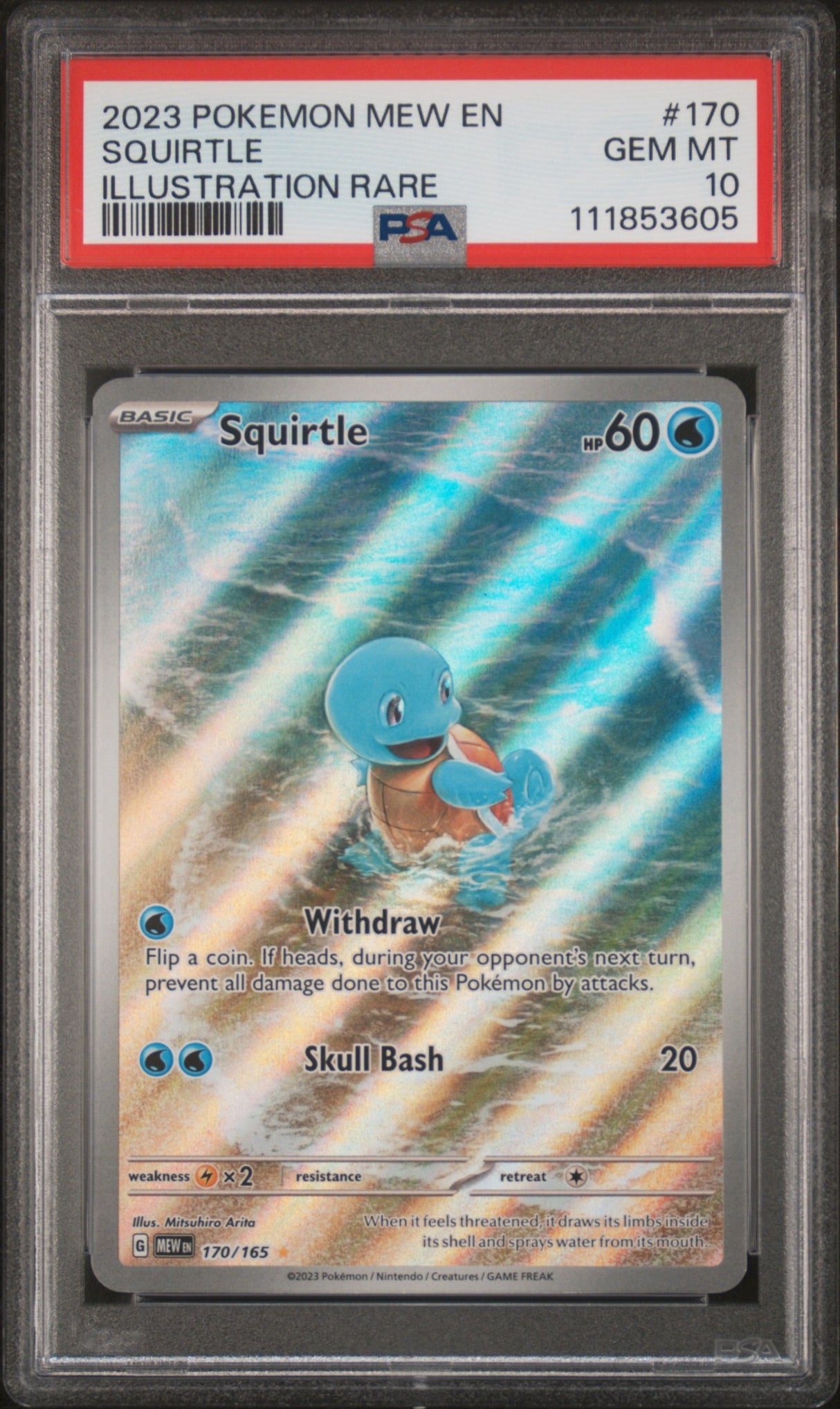 2023 POKEMON MEW EN-151 #170 SQUIRTLE ILLUSTRATION RARE PSA 10
