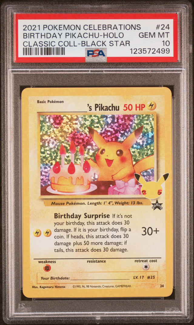 2021 POKEMON CELEBRATIONS CLASSIC COLLECTION #24 BIRTHDAY PIKACHU-HOLO PSA 10