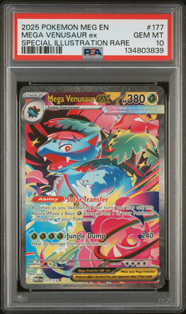 2025 POKEMON MEG EN-MEGA EVOLUTION #177 MEGA VENUSAUR EX SPECIAL ILLUSTRATION RARE PSA 10