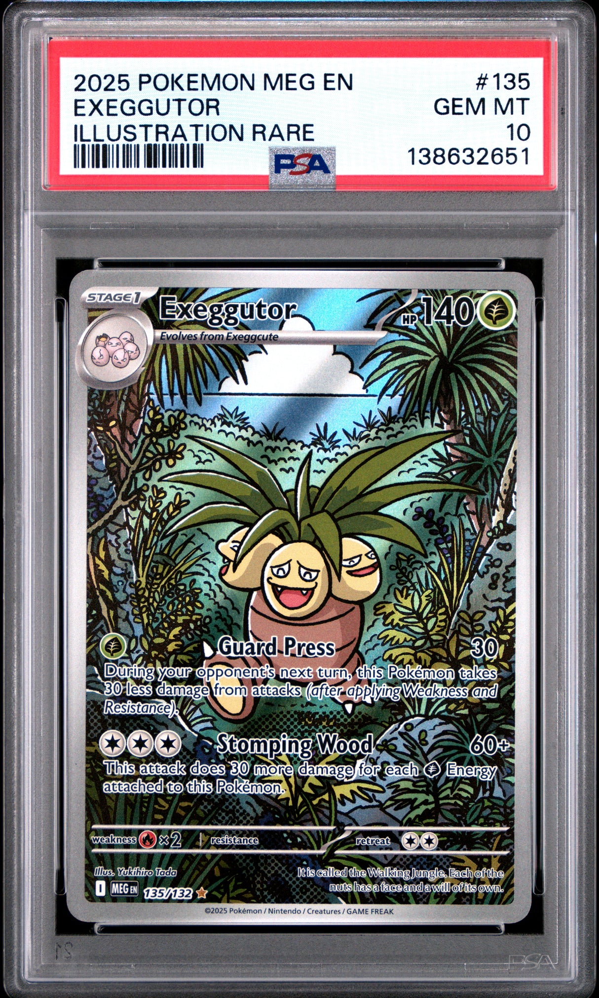 2025 POKEMON MEG EN-MEGA EVOLUTION #135 EXEGGUTOR ILLUSTRATION RARE PSA 10