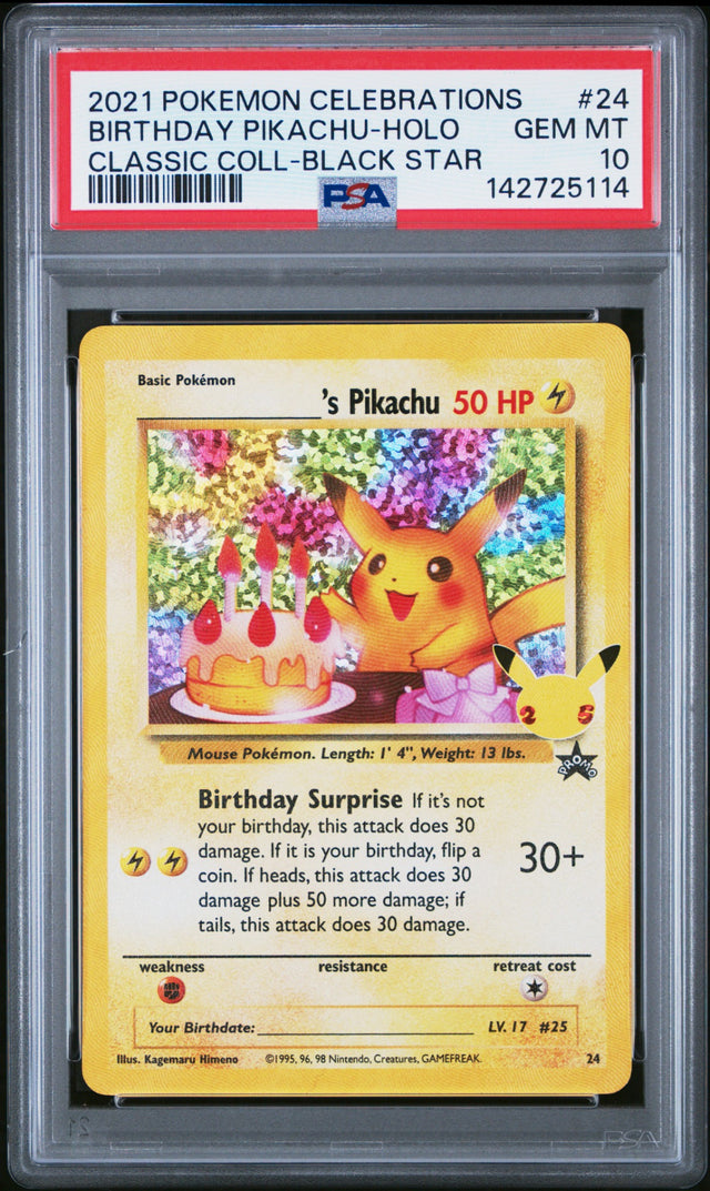 2021 POKEMON CELEBRATIONS CLASSIC COLLECTION #24 BIRTHDAY PIKACHU-HOLO PSA 10