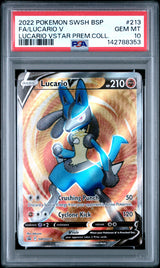 2022 POKEMON SWSH BLACK STAR PROMO #213 FULL ART/LUCARIO V LUCARIO VSTAR PREMIUM COLLECTION PSA 10