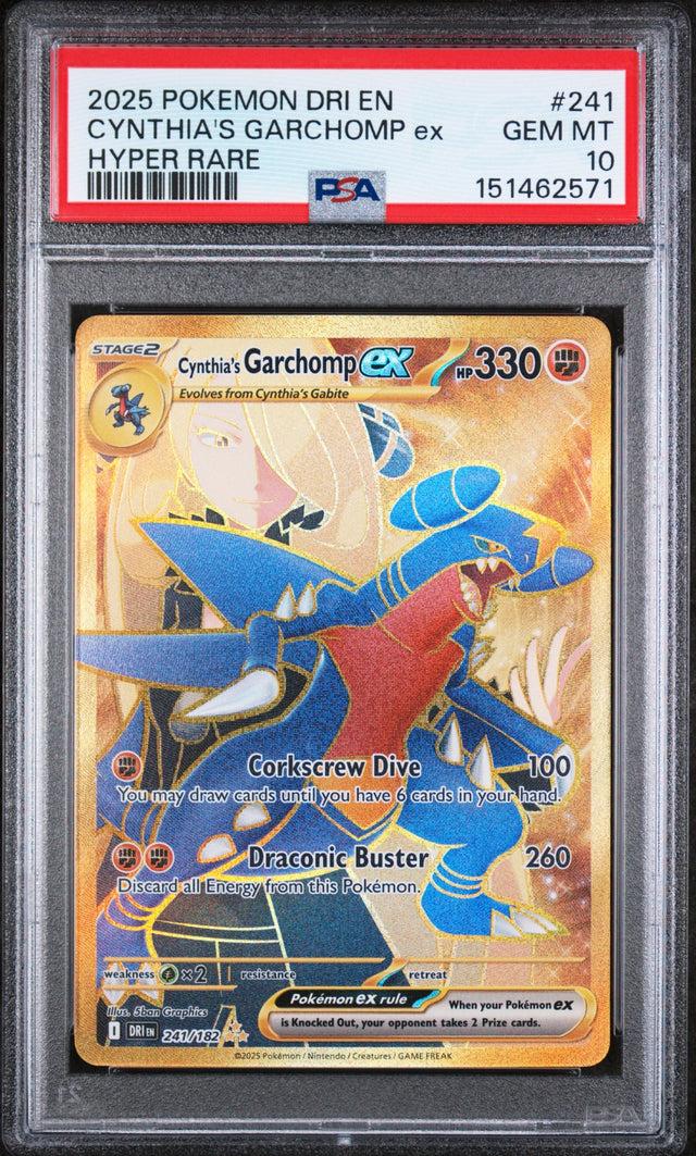 CYNTHIA'S GARCHOMP EX HYPER RARE 2025 POKEMON DRI EN-DESTINED RIVALS PSA GEM MT 10 - front